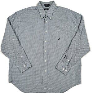Nautica Men’s XL Micro-Check Button Down Shirt 100% Cotton (Hong Kong)